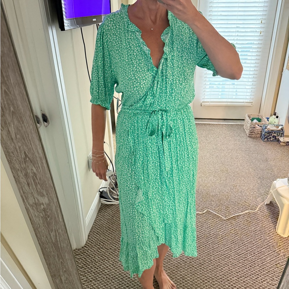 Green wrap dress
